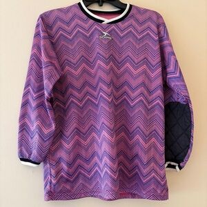 Vintage 90s Score Youth L Goalkeeper Jersey Pink Purple Chevron Padded Soccer